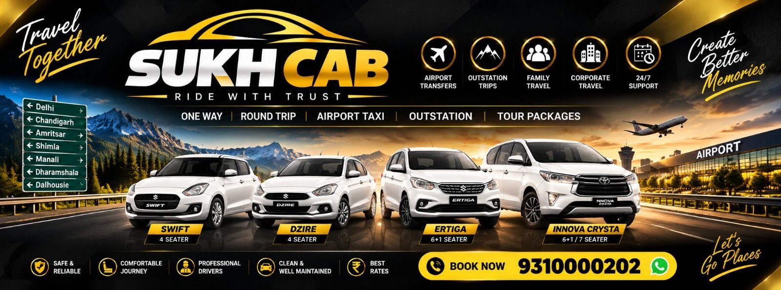 Sukh Cab – Swift, Dzire, Ertiga, Innova Crysta taxi booking Jalandhar