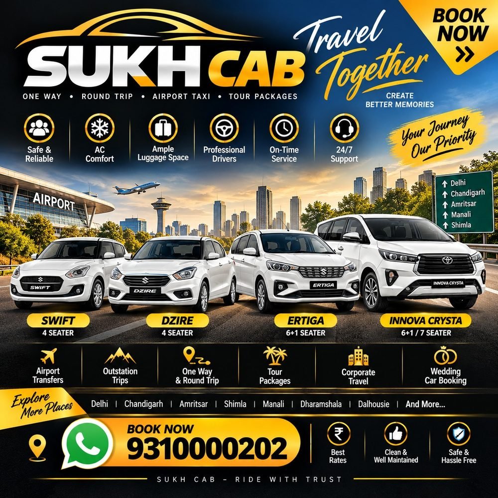 Sukh Cab fleet – Swift, Dzire, Ertiga, Innova Crysta